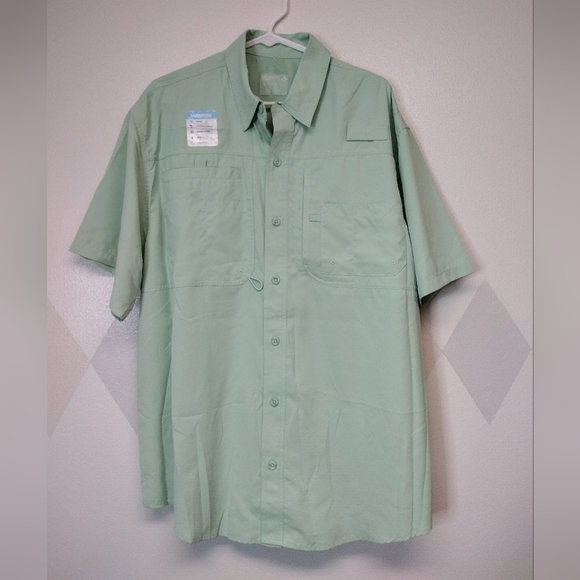 Reel Legends Saltwater II lichen green UPF 50 sun protection shirt - Picture 1 of 10